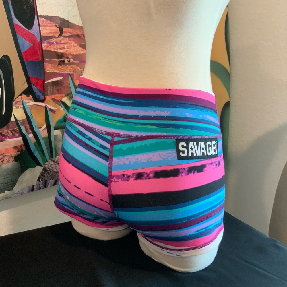 Savage Women's Athletic Shorts - Multicolor Stripes